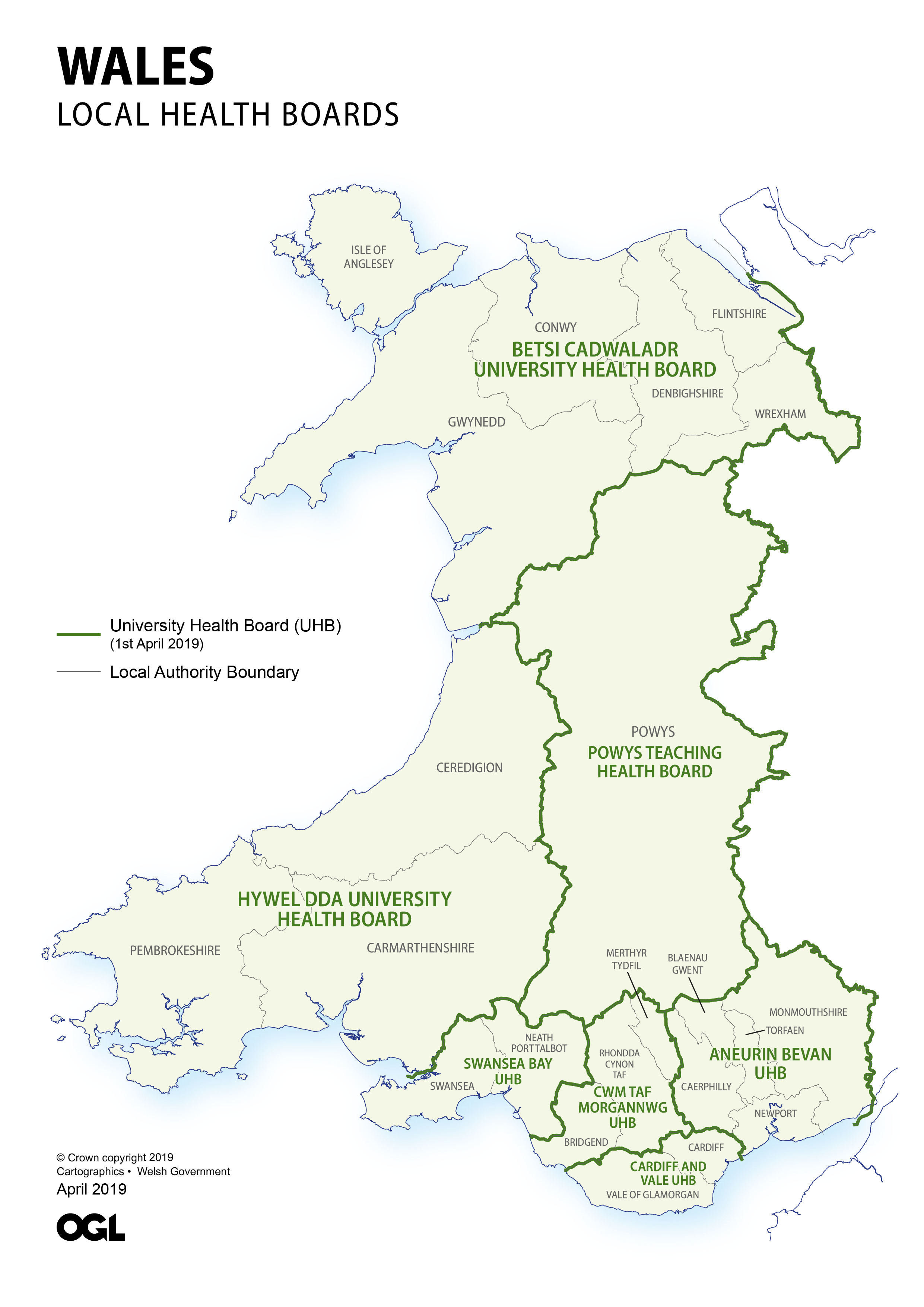 Map of Wales HBs